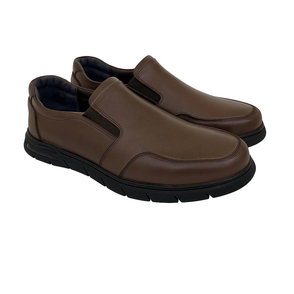 Men's leather casual shoes - Brown