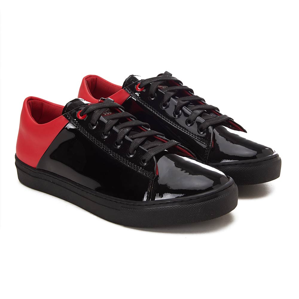 Men-glossy-sneakers-with-red-heel-Black-4