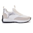 Women stylish silvery sneakers - White