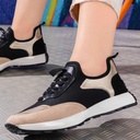 Fashion women sneakers with beige details - Black