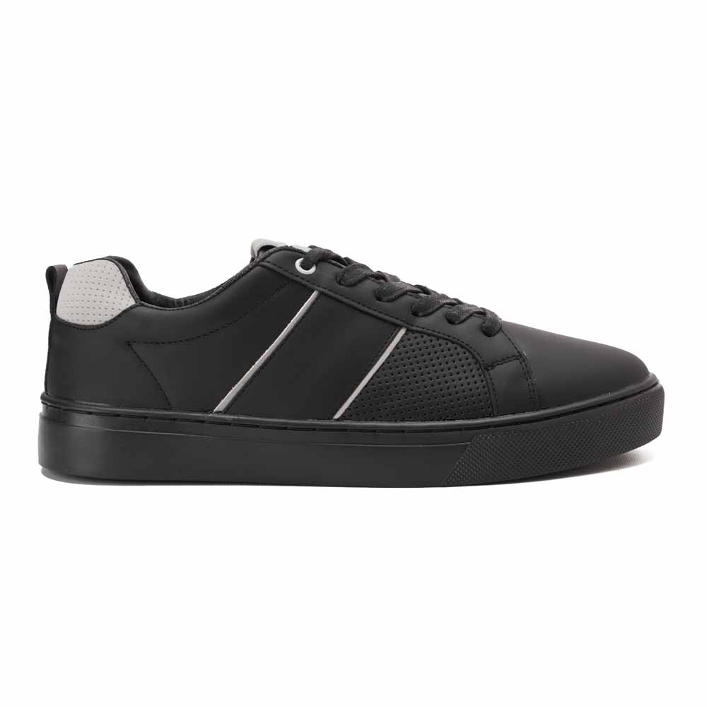 Men sneakers with grey stripes - Black