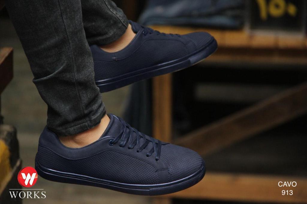 Perforated chamois sneakers - Navy