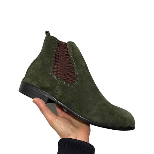 Men trendy suede chelsea boot - Olive