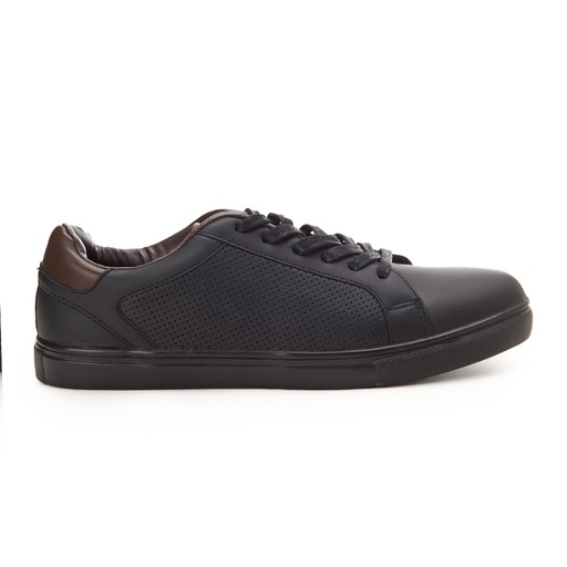 Perforated sides sneakers with brown details - Black