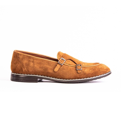 Men's double buckle monk shoes - Havana