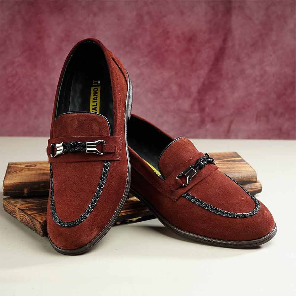 Chamois stylish loafers for men Maroon Gendys