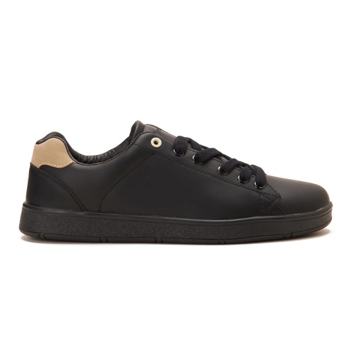 Men fashion sneakers with beige heel collar - Black