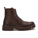Genuine leather men hi top boots - Brown