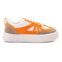 Trendy women sneakers with orange details - White