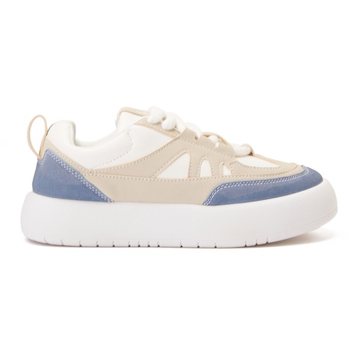 Fashion women sneakers with blue details - White