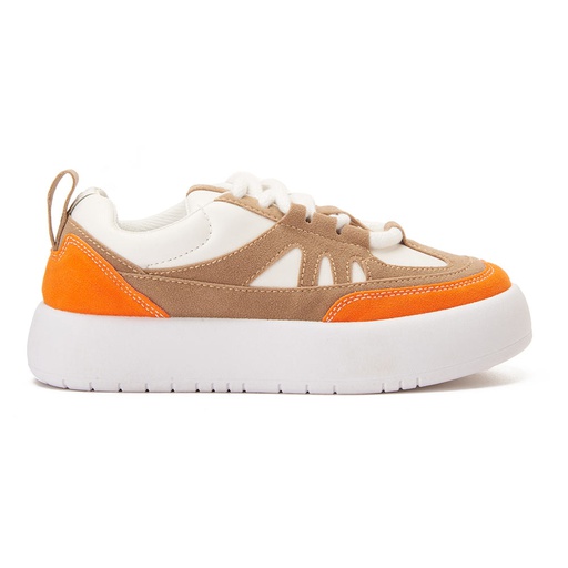Fashion women sneakers with orange details - White