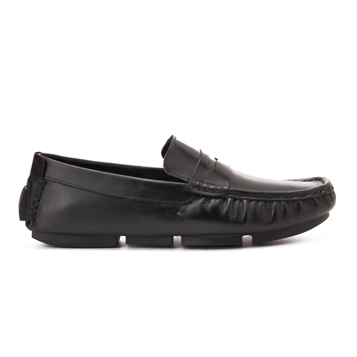 Men fashion leather moccasin - Black