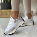 Fashion women sneakers with silver heel - White