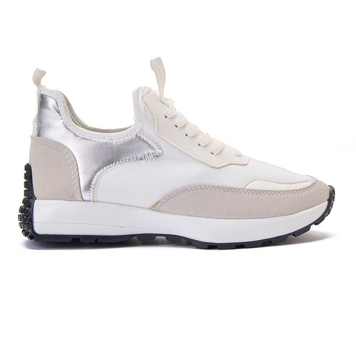 Women stylish silvery sneakers - White