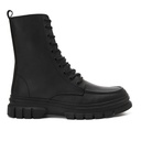 Genuine men leather high-neck boots - Black