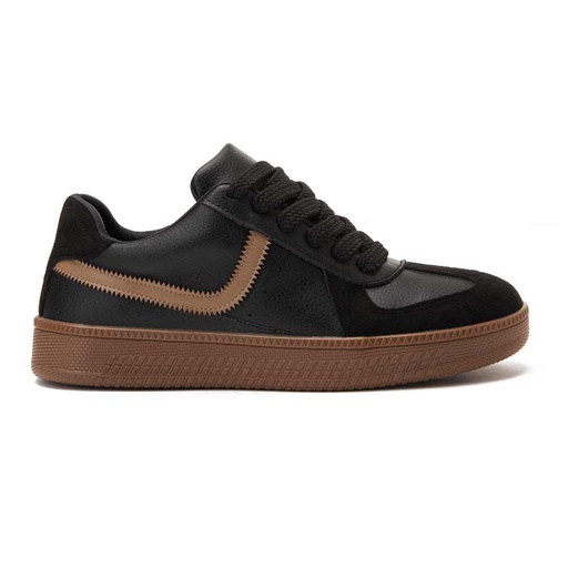 Women's fashion sneakers with beige details - Black