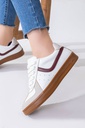 Women's fashion sneakers with maroon details - White