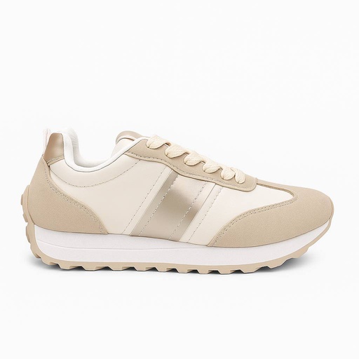 Women stylish trainer with gold details - Beige